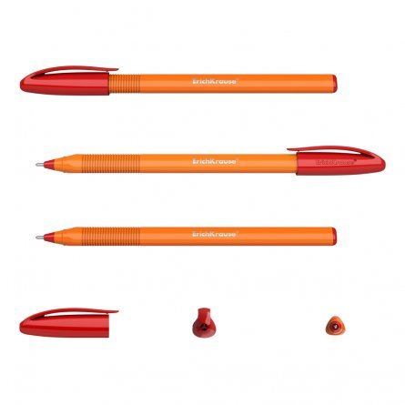 Ручка шариковая Erich Krause"U-108 Orange Stick 1.0, Ultra Glide Technology", 1.0 мм, красная,шестигранный, оранжевый, пластик. корпус, картонная упак фото 2
