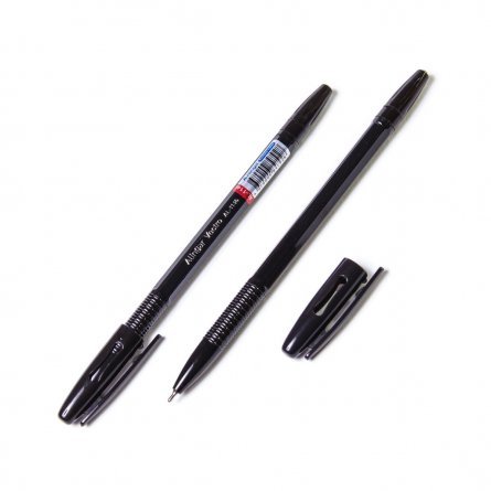 Ручка шариковая Alingar на масляной основе "Vectro", 1 мм, черная, пулевидный наконечник, грип,  шестигранный, черный, пластиковый корпуc фото 1