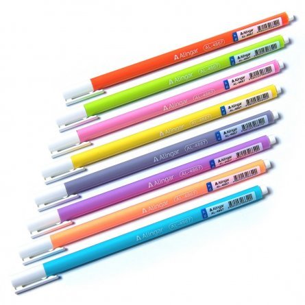 Ручка шариковая на масляной основе Alingar, 0,7 мм, синяя, игольчатый наконечник, круглый, цветной, пластиковый корпус, пластиковый стенд фото 10