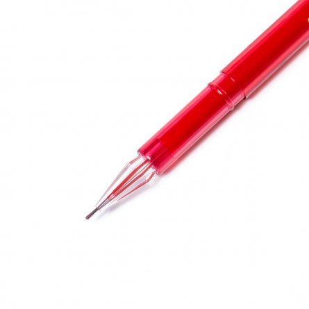 Ручка гелевая Alingar "Cristal"  0,5 мм, красная, игольчатый наконечник,  круглый, пластиковый цветной  корпус, в уп. 12 шт., картонная упаковка фото 3