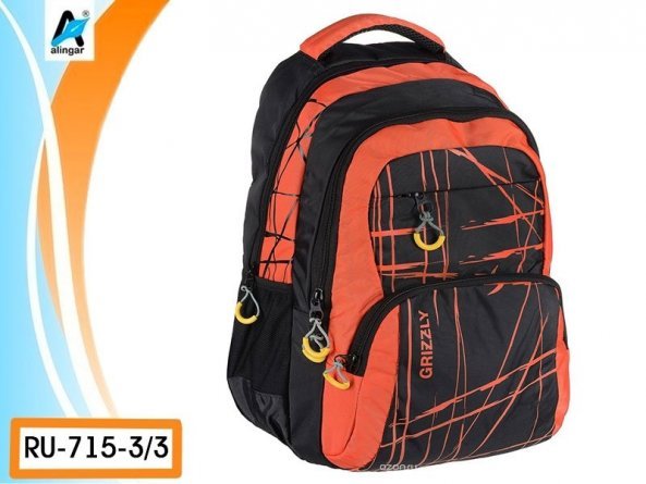 Рюкзак Grizzly (/3 черный - оранжевый), 32х44х22 см фото 2