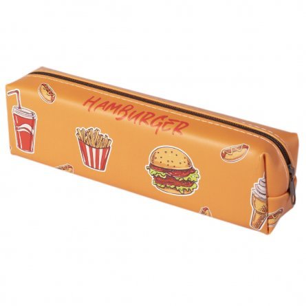 Пенал - косметичка Alingar, ПВХ, молния, 20,5 см х 6 см,*4 см, "fast food" оранжевый фото 1