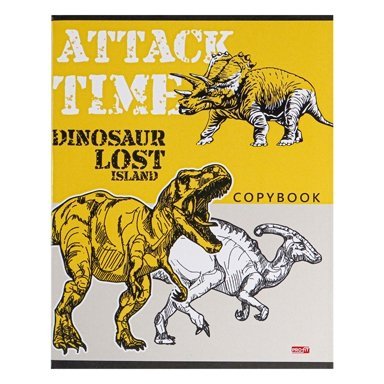 Тетрадь 96л., А5, клетка, Проф-Пресс "Атака динозавров", скрепка, мелованный картон фото 2