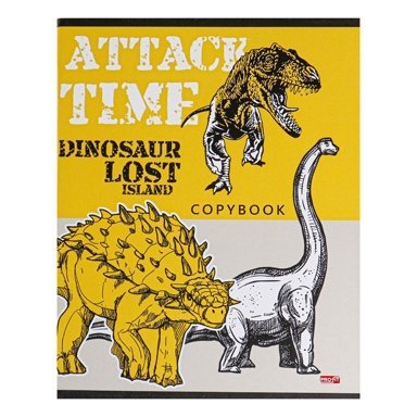 Тетрадь 96л., А5, клетка, Проф-Пресс "Атака динозавров", скрепка, мелованный картон фото 4