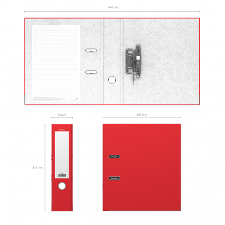 Папка-регистратор с арочным механизмом, ErichKrause "Standard", А4, 285х315х70 мм, красный фото 2