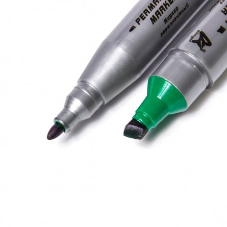 Двухсторонний маркер перманентный Alingar А-137, зеленый, пулевидный/скошенный, 1-2мм/2-10мм (12шт) фото 3