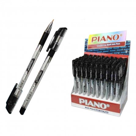 Ручка шариковая "PIANO", 0,7 мм, черная, игольчатый наконечник, резиновый грип, круглый, матовый, пластиковый корпус, картонная упаковка фото 1