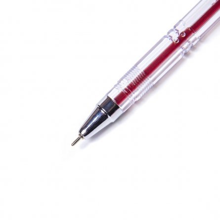 Ручка шариковая Todays "Ball Z 5", 0,7 мм, красная, игольчатый, металлизированный наконечник, грип, круглый, прозрачный, пластиковый корпус фото 3