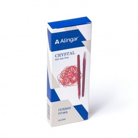 Ручка гелевая Alingar "Cristal"  0,5 мм, красная, игольчатый наконечник,  круглый, пластиковый цветной  корпус, в уп. 12 шт., картонная упаковка фото 2