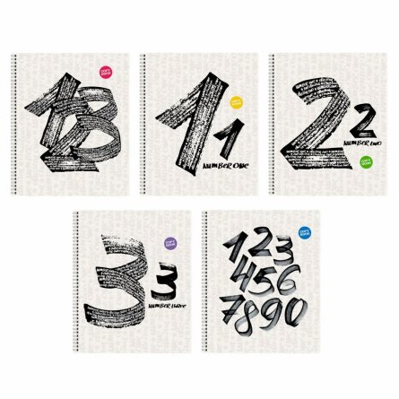 Тетрадь 48л., А5, клетка, Канц-Эксмо "Numbers", гребень, мелованный картон, твин-лак,5 дизайнов фото 1