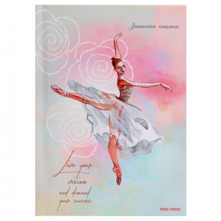 Записная книжка А6, Проф-Пресс, 7БЦ, глянцевая ламинация, клетка, 64 л, "Грациозная балерина-1" фото 1
