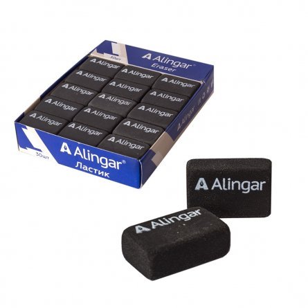 Ластик Alingar, синтетический каучук, прямоугольный, черный, 40*25*15 мм, картонная упаковка фото 1