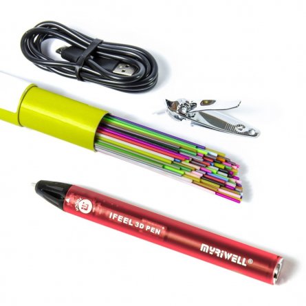 Ручка 3D Myriwell RP300A-U, пластик PCL/ABS/PLA - ассорти, красная, картонная упаковка фото 4
