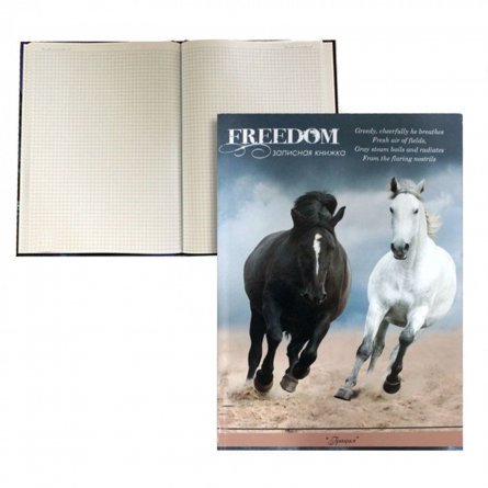 Записная книжка  А5, 64л."Черная и белая лошадь" фото 1