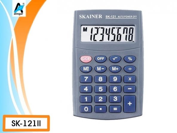 Калькулятор "SKAINER" SK-121II, пластик, 8 разряд., серый, 64*98,5*13мм фото 1