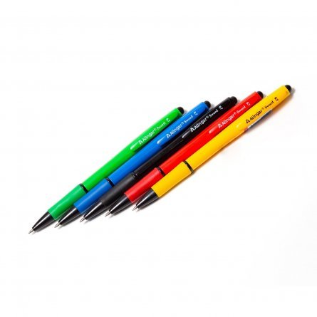 Ручка шариковая Alingar "Sword", 0,7 мм, синяя, резиновый грип, автоматическая, круглый, цветной, пластиковый корпус, пластиковый стенд фото 1