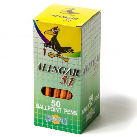 Ручка шариковая Alingar, "51", 1 мм, зеленая, шестигранный, оранжевый пластиковый корпус, картонная упаковка фото 2