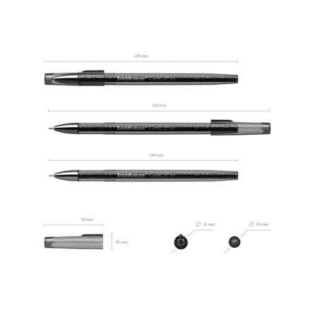 Ручка гелевая Erich Krause,"Gelica", 0,5 мм, черная, игольчатый мелаллизированный наконеч., грип, круглый, тонированный, блестящий, пластиковый корпус фото 2