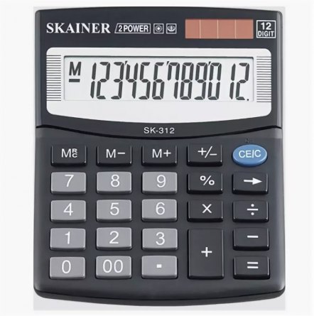 Калькулятор SKAINER 10 разрядов, 100*124*32 мм, черный, "SK-310II" фото 1