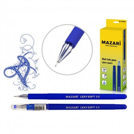 Ручка гелевая синяя "Lexy Soft"игол.пиш.узел 0,5мм, наконеч.в форме кристалла корп.пласт. фото 1