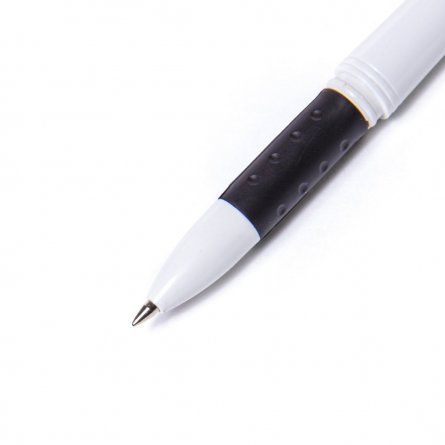 Ручка гелевая Alingar, "Sample", 0,55 мм, черная, резиновый грип, круглый, белый, пластиковый корпус, в уп. 12 шт., картонная упаковка фото 3