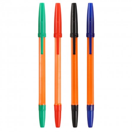 Набор шариковых ручек Стамм, "ORANGE", 4 цвета, 0,7 мм, шестигранный, цветной пластиковый корпус, пакет, европодвес фото 2