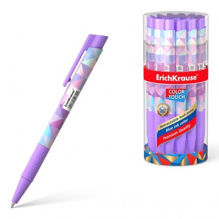 Ручка шариковая автоматическая Erich Krause "ColorTouch Magic Rhombs", 0,7 мм, синяя, резин. грип, пластик. корпус, тубус 24шт фото 1