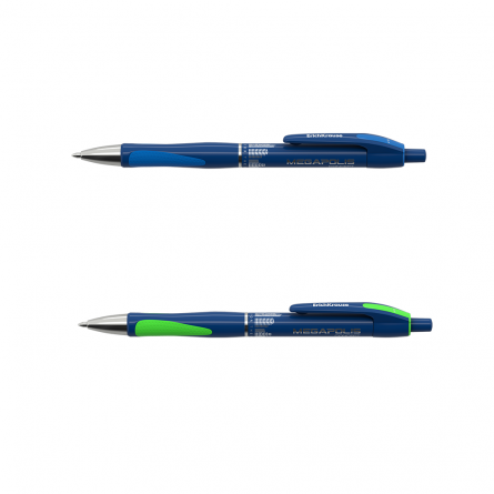 Ручка шариковая Erich Krause "Megapolis concept", 0,7 мм, синяя, металлизированный наконечник, резиновый грип, автоматическая, круглый цветной корпус фото 2