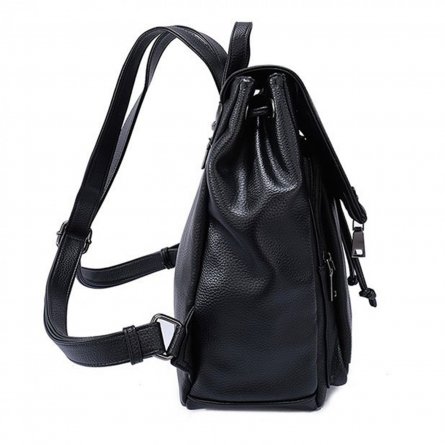 Рюкзак женский, 1 отделение, 27х29х15 см, GRIZZLY, экокожа, два кармана, черный фото 2