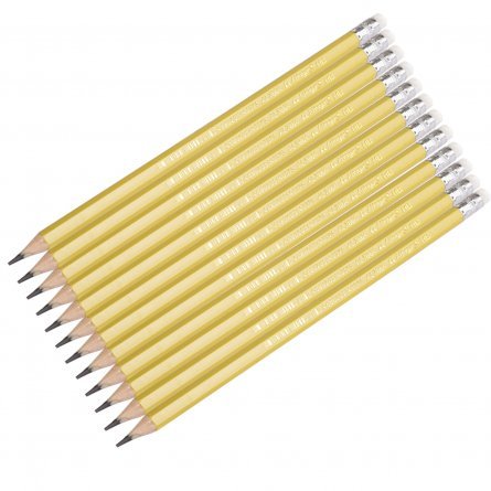 Набор ч/г карандашей, Alingar HB, пластиковый, эластичный, с ластиком, шестигранный, заточенный, цвет корпуса св. желтый, в упак. 12 шт. фото 3