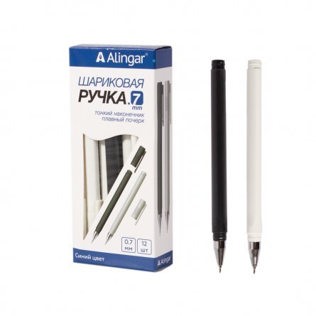 Ручка шариковая Alingar "Day and Night", 0,7 мм, синяя, пулевидный наконечник, трехгранный цветной пластиковый корпус, картонная упаковка фото 1