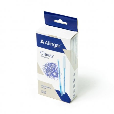Ручка шариковая синяя Alingar "Classy", 1,0 мм, чернила на масляной основе, игольчатый наконечник, тонированный пластиковый корпус фото 2