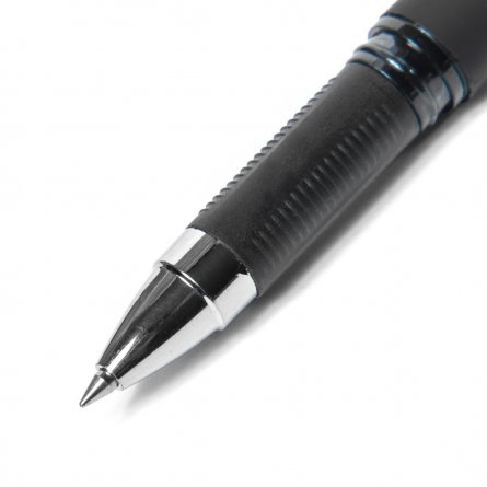 Ручка гелевая Alingar, 0,5 мм, черная, металлизированный наконечник, резиновый грип, круглый, прозрачный, пластиковый soft корпус, в уп. 12 шт. фото 3