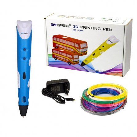 Ручка 3D Myriwell RP100A, пластик ABS - 3 цвета, синяя, картонная упаковка фото 1