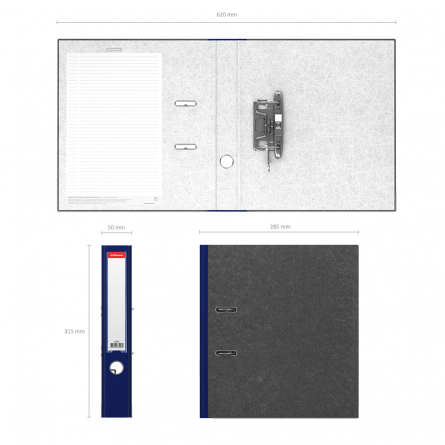 Папка-регистратор 50мм Erich Krause "Original Pro", с карманом, синий фото 2