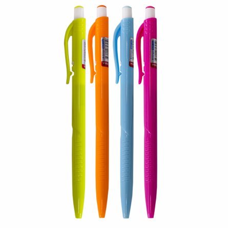 Ручка шариковая Alingar "Неон", 0,7 мм, синяя, автоматическая, грип, круглый, цветной, пластиковый корпус, картонная упаковка фото 2