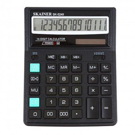 Калькулятор SKAINER 14 разрядов, 158*203,5*31,5 мм, черный, "SK-524II" фото 1