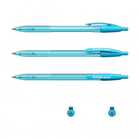 Ручка шариковая автоматическая Erich Krause "R-301 Spring Matic", 0,7 мм, синяя, грип-зона, шестигранный, пластиковый корпус, картонная упаковка фото 2