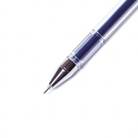 Ручка гелевая Alingar, "DEW SHINE", 0,5 мм, синяя, игольчатый металлизированный наконечник, грип, круглый, прозрачный, пластиковый корпус, в уп.12 шт. фото 3