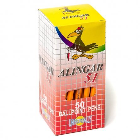 Ручка шариковая Alingar, "51", 1 мм, красная, шестигранный, оранжевый, пластиковый корпус, картонная упаковка фото 2