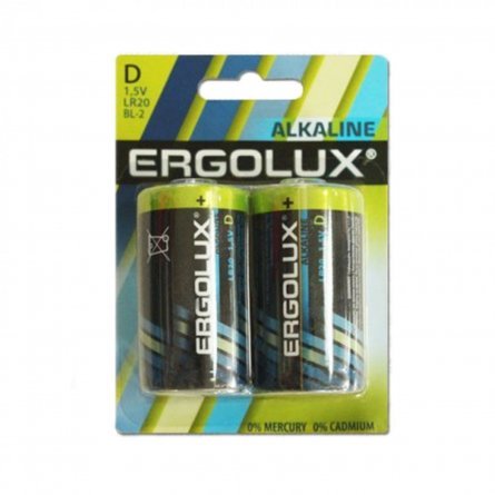 Батарейка Ergolux LR20  Alkaline BL-2 фото 1
