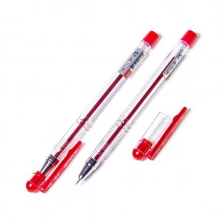 Ручка шариковая Todays "Ball Z 5", 0,7 мм, красная, игольчатый, металлизированный наконечник, грип, круглый, прозрачный, пластиковый корпус фото 1