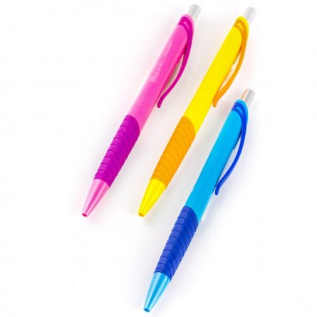 Ручка шариковая автоматическая, синяя, корпус цветной, (100 шт в картонной упаковке) под логотип фото 1