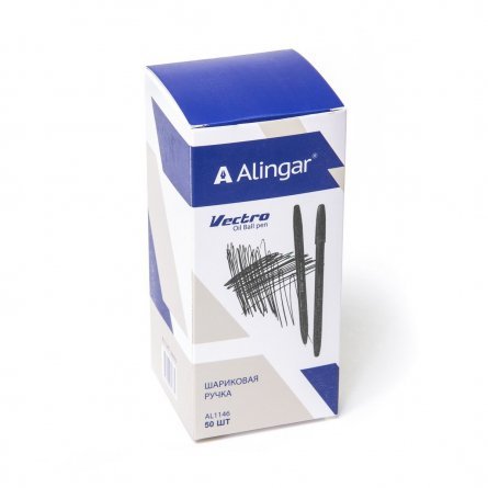 Ручка шариковая Alingar на масляной основе "Vectro", 1 мм, черная, пулевидный наконечник, грип,  шестигранный, черный, пластиковый корпуc фото 2