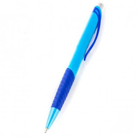 Ручка шариковая автоматическая, синяя, корпус цветной, (100 шт в картонной упаковке) под логотип фото 2