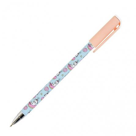 Ручка масляная LOREX "Slim Soft. Ilegally cute. Unicorn", 0,5 мм, синяя, игольч.наконечник, круглый, цветной, прорезин. корпус фото 2