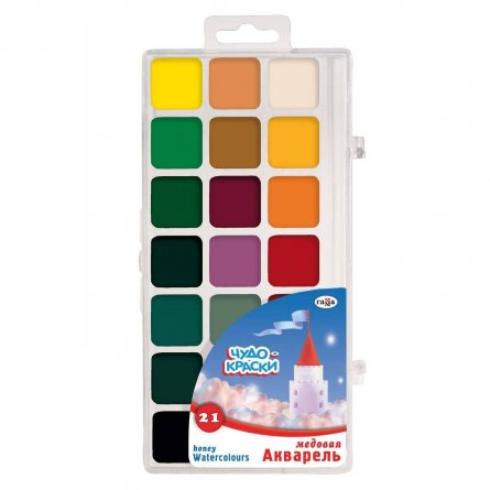Акварель Гамма "Чудо-краски" медовая полусухая, 21 цвет, без кисти, пластик, европодвес фото 1
