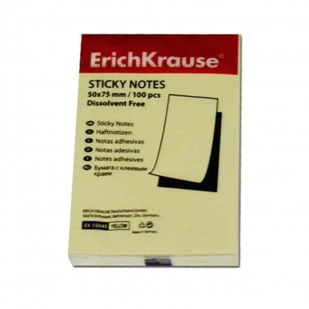 Блок с клейким краем 5*7,5  Erich Krause 100 лист,желтый,Германия. фото 1