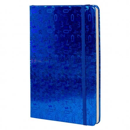 Записная книжка, А5, Alingar, 7БЦ, ПВХ голография, на резинке, клетка, 95 л., "Числа", синий фото 1