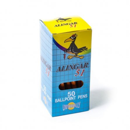 Ручка шариковая Alingar, "51", 1 мм, синяя, шестигранный, оранжевый, пластиковый корпус, картонная упаковка фото 2